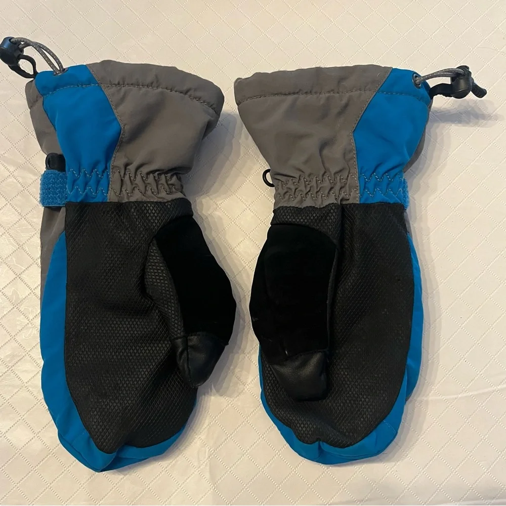 Lands’ End Kids Squall Mittens, Blue and Gray